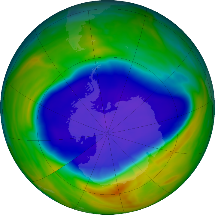 Antarctic ozone map for 22 September 2016